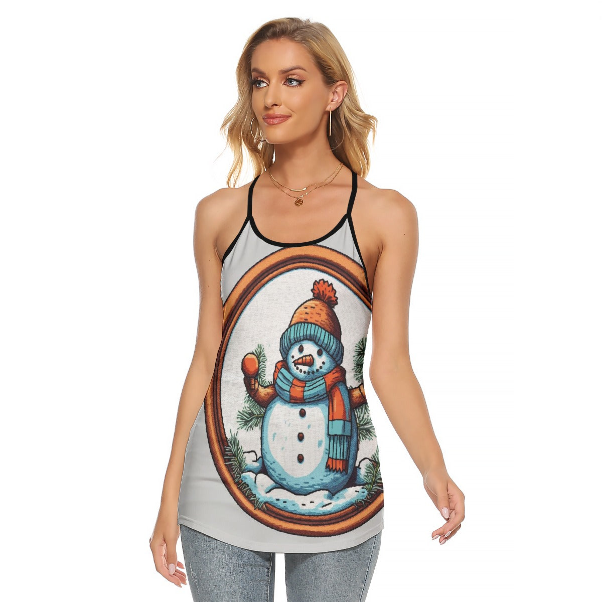 All-Over Print Women's Criss-Cross Open Back Tank Top