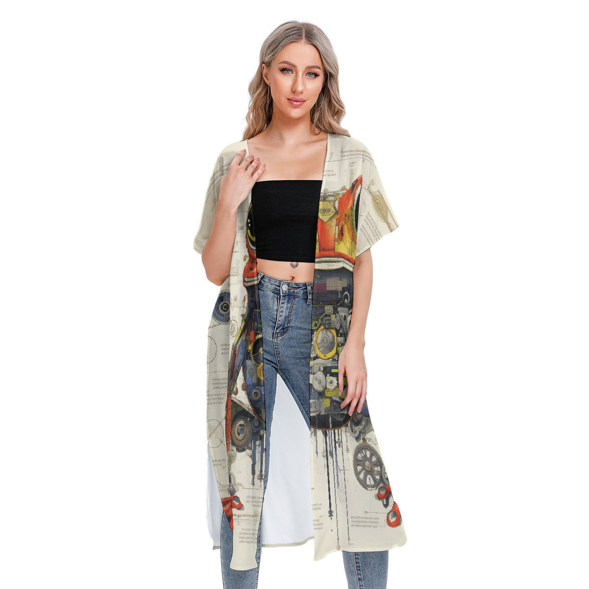 All-Over Print Women's Short Sleeve Cardigan