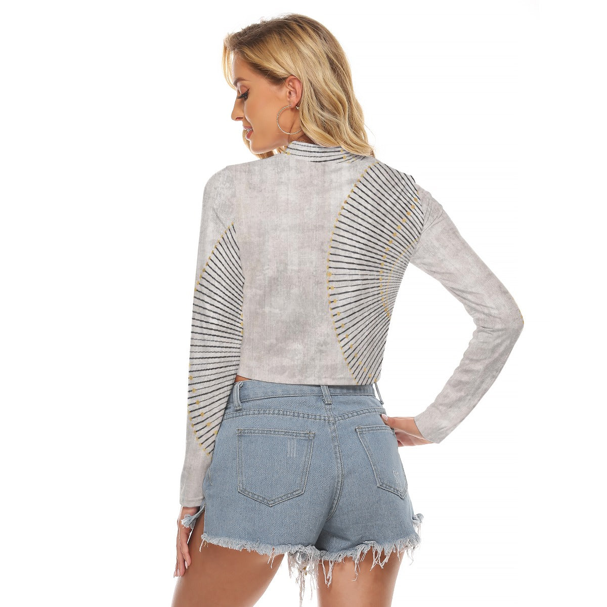 All-Over Print Women's Hollow Chest Keyhole Tight Crop Top