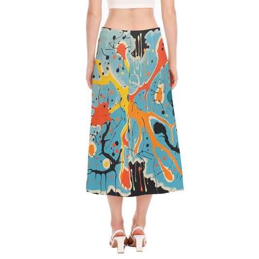 All-Over Print Women's High Slit Long Skirt