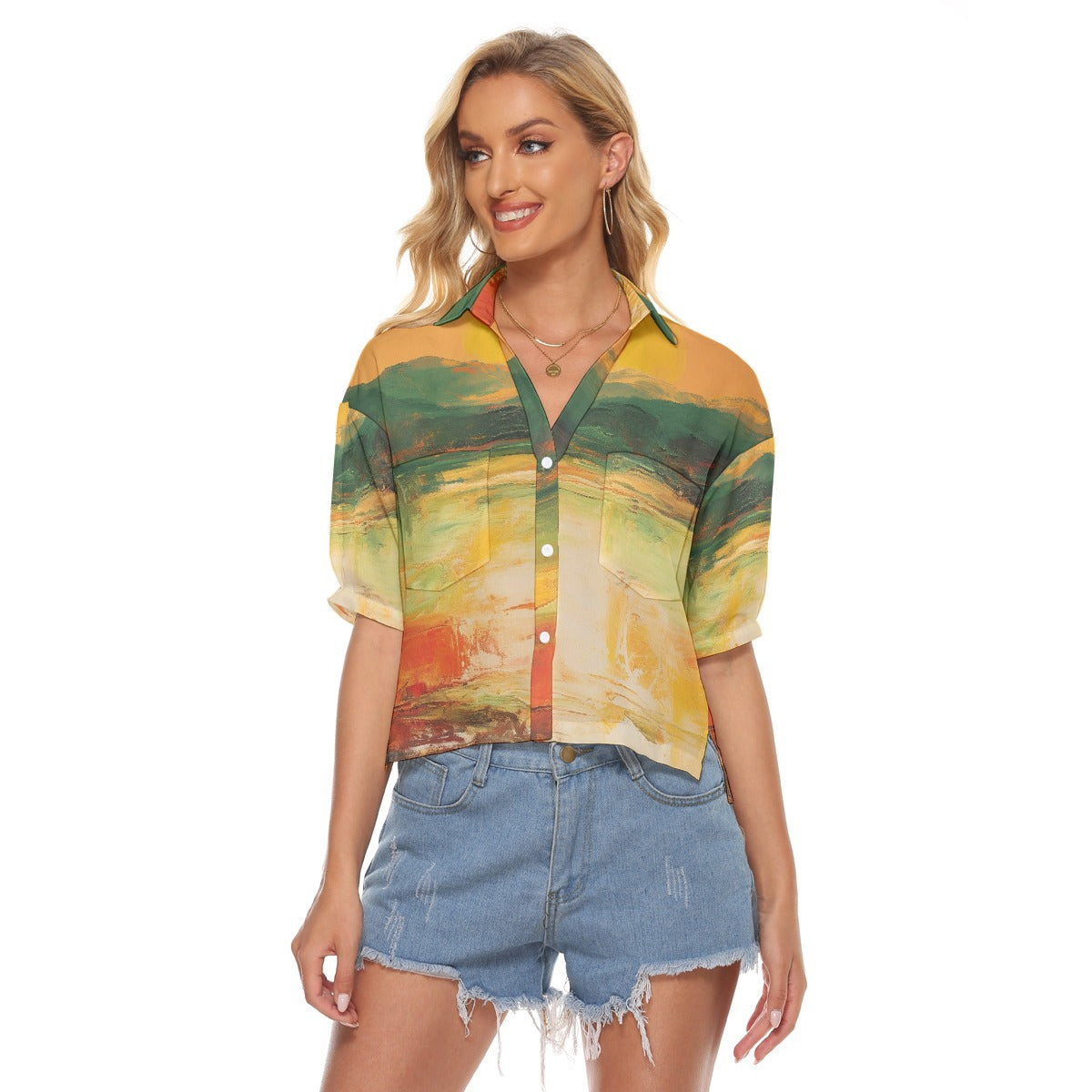 All-Over Print Women's V-neck Shirts