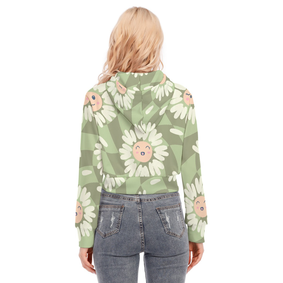 All-Over Print Women's Crop Top Hoodie With Zipper Closure