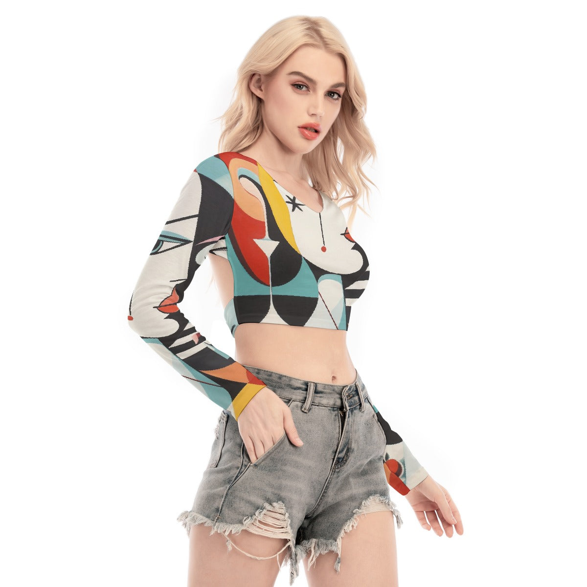 All-Over Print Women's Back Hollow T-shirt With Strap