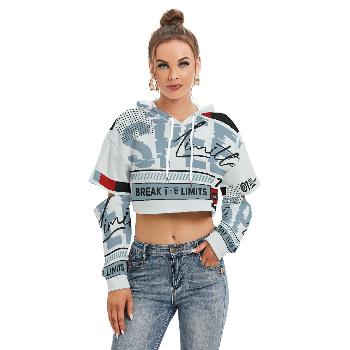 All-Over Print Women's Heavy Fleece Hoodie With Hollow Out Sleeve