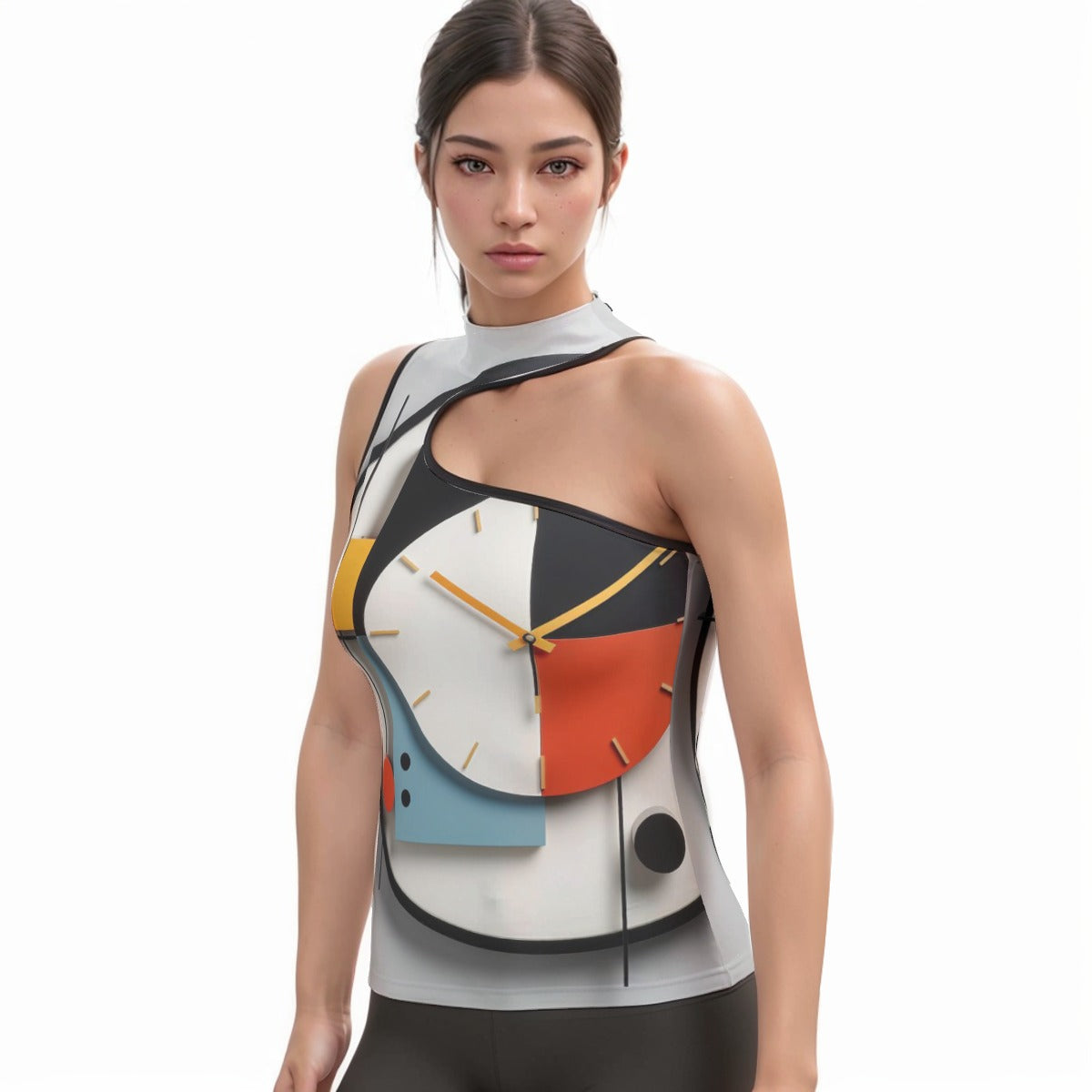 All-Over Print Women's Halter Sleeveless Asymmetrical Tank Top