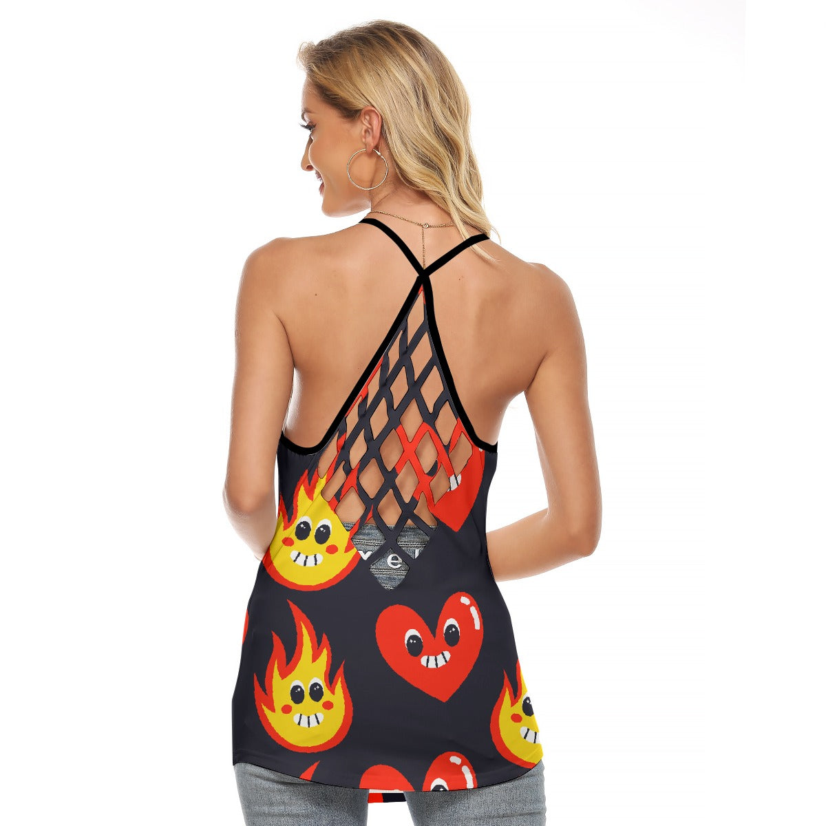 All-Over Print Women's Criss-Cross Open Back Tank Top