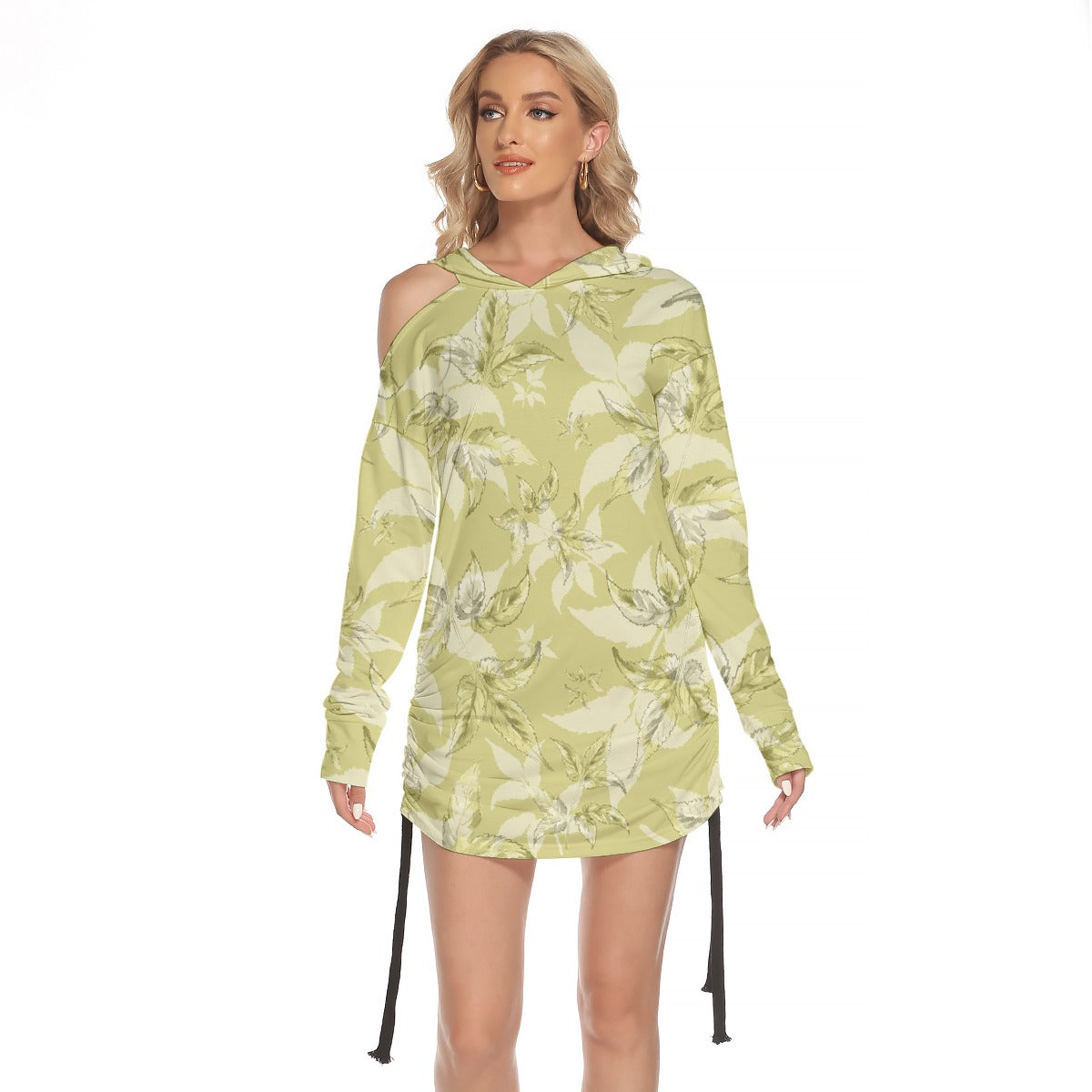 All-Over Print Women's One-shoulder Dress With Waist Shirring