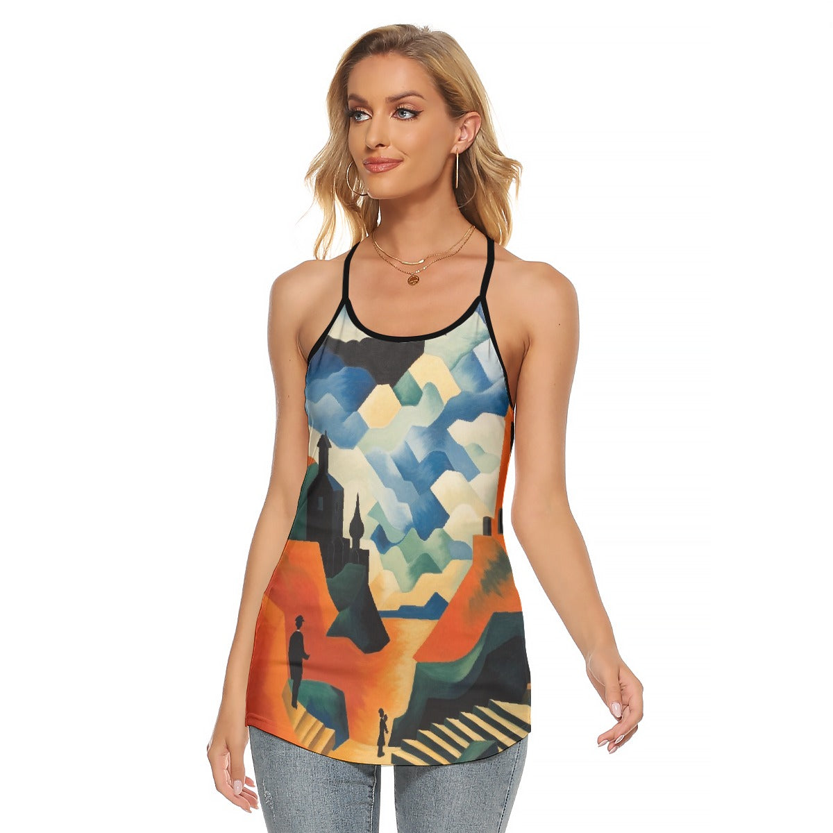 All-Over Print Women's Criss-Cross Open Back Tank Top
