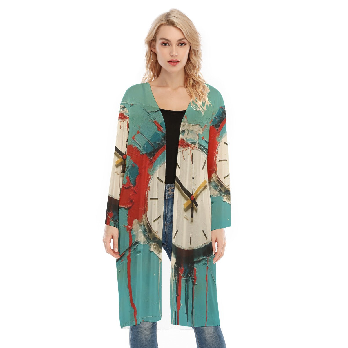 All- Over Print Women's Long Sleeve Mesh Cardigan
