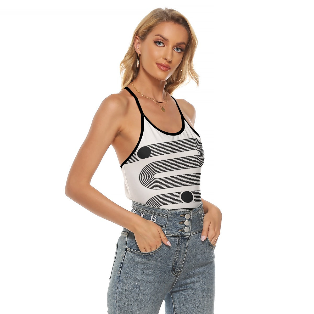 All-Over Print Women's Criss-Cross Open Back Tank Top