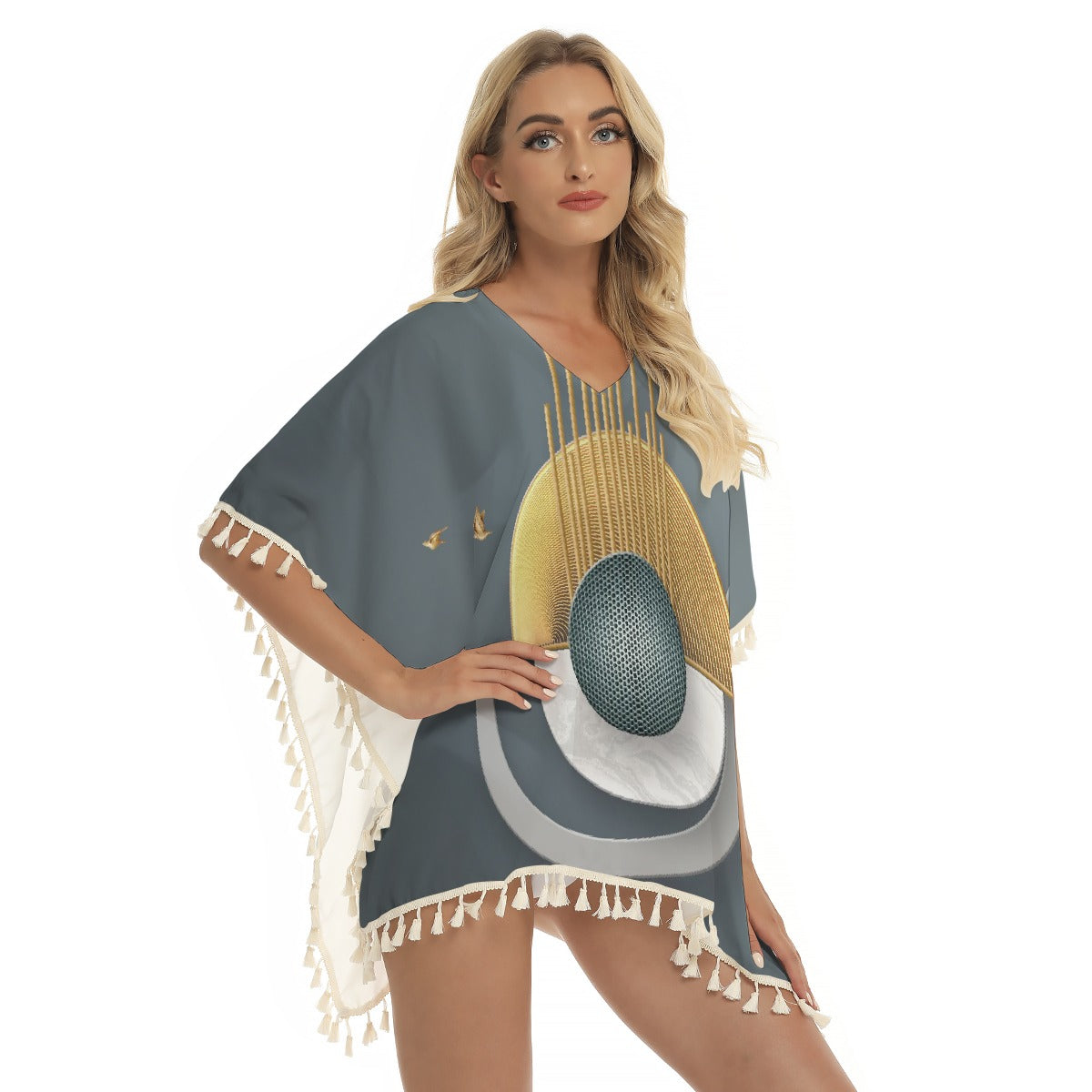 All-Over Print Women's Square Fringed Shawl