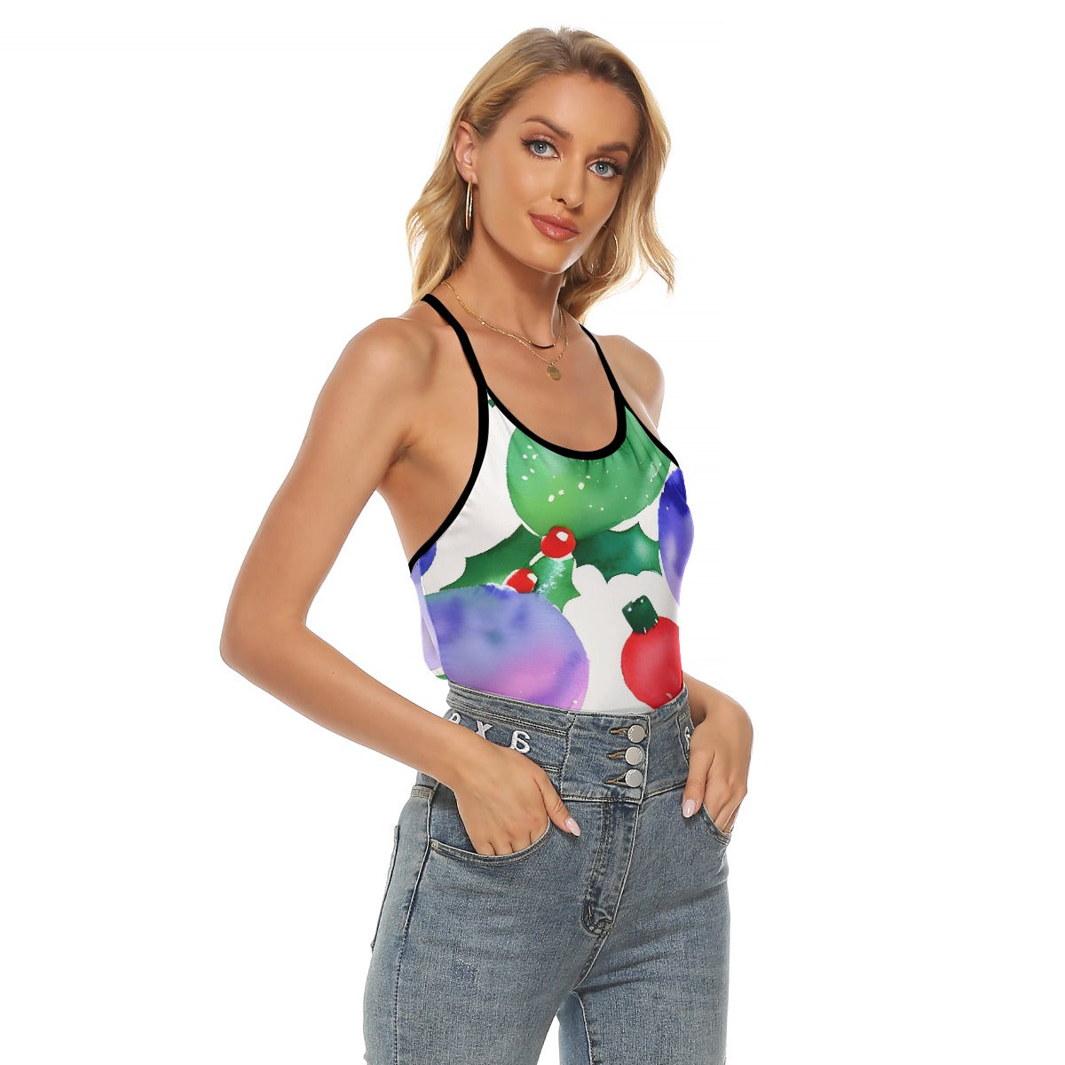All-Over Print Women's Criss-Cross Open Back Tank Top