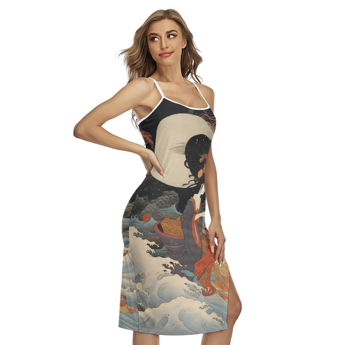 All-Over Print Women's Back Cross Cami Dress