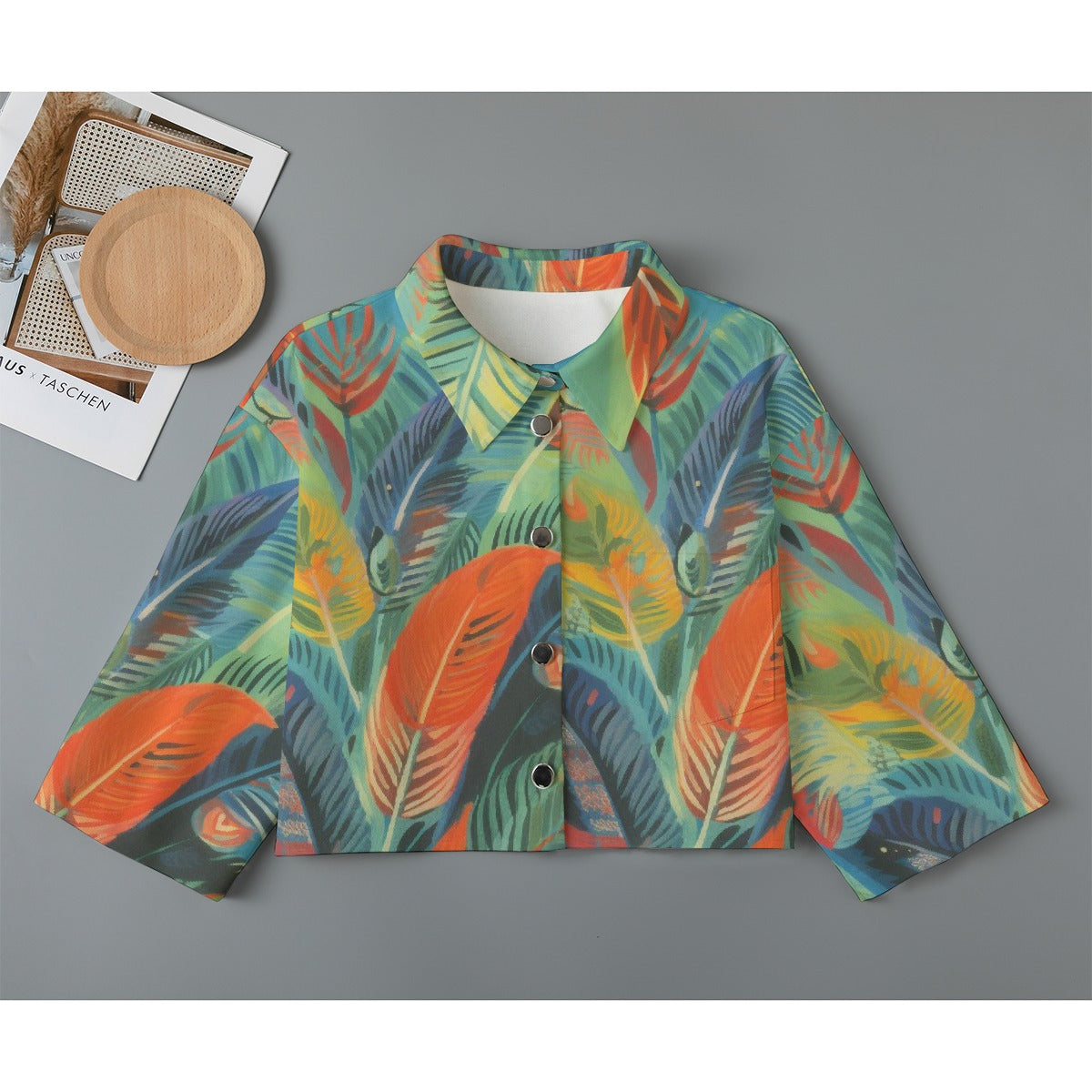 All-Over Print Women's Cropped Jacket | 245GSM Cotton