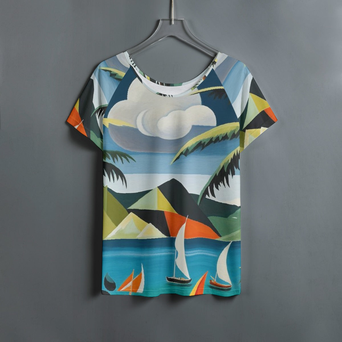 All-Over Print Women's Round Neck T-shirt With Raglan Sleeve