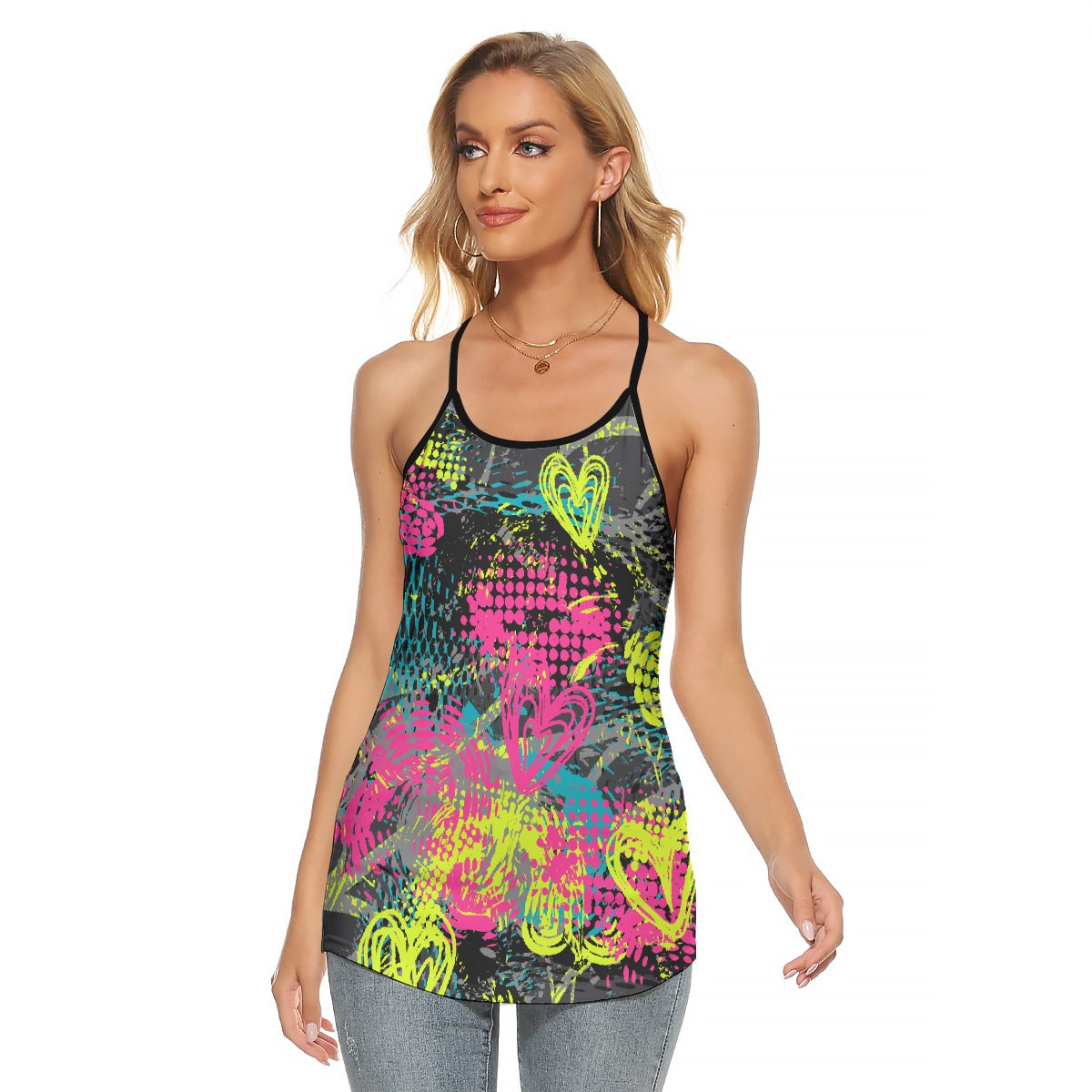 All-Over Print Women's Criss-Cross Open Back Tank Top