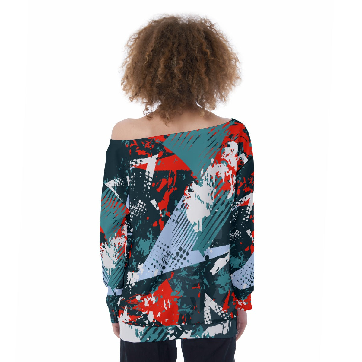 All-Over Print Oversized Women's Off-Shoulder Sweatshirt