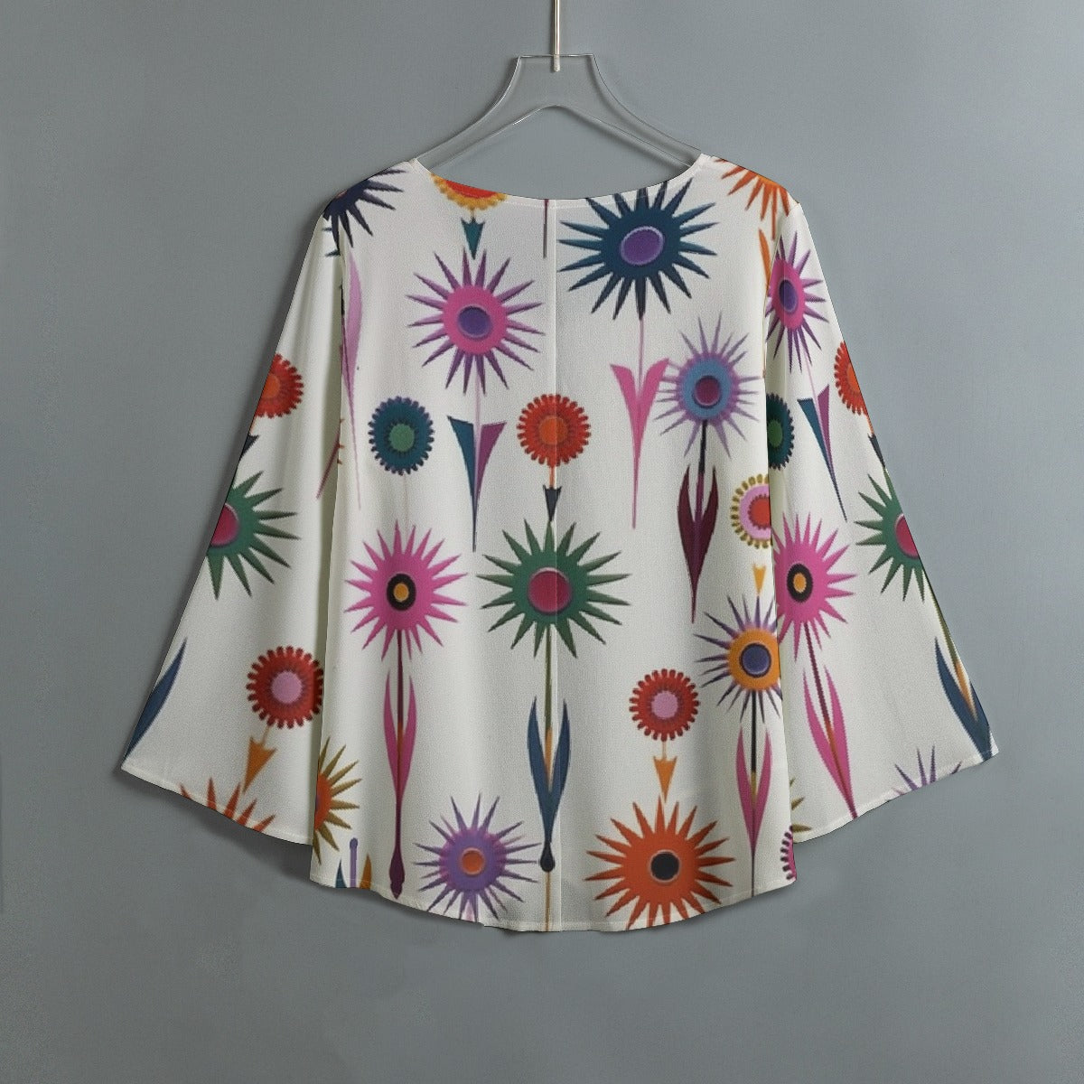 All-Over Print Women's V-neck T-shirt With Irregular Hem