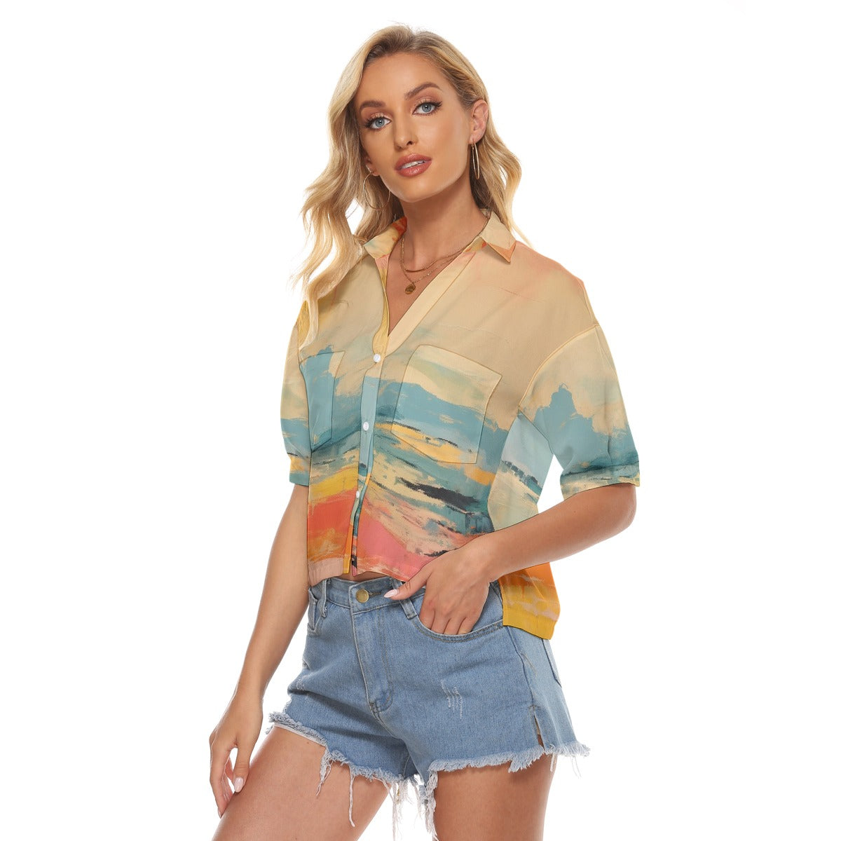 All-Over Print Women's V-neck Shirts