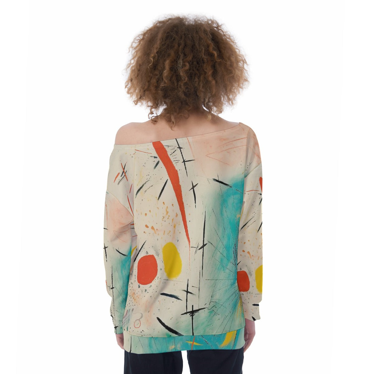 All-Over Print Oversized Women's Off-Shoulder Sweatshirt