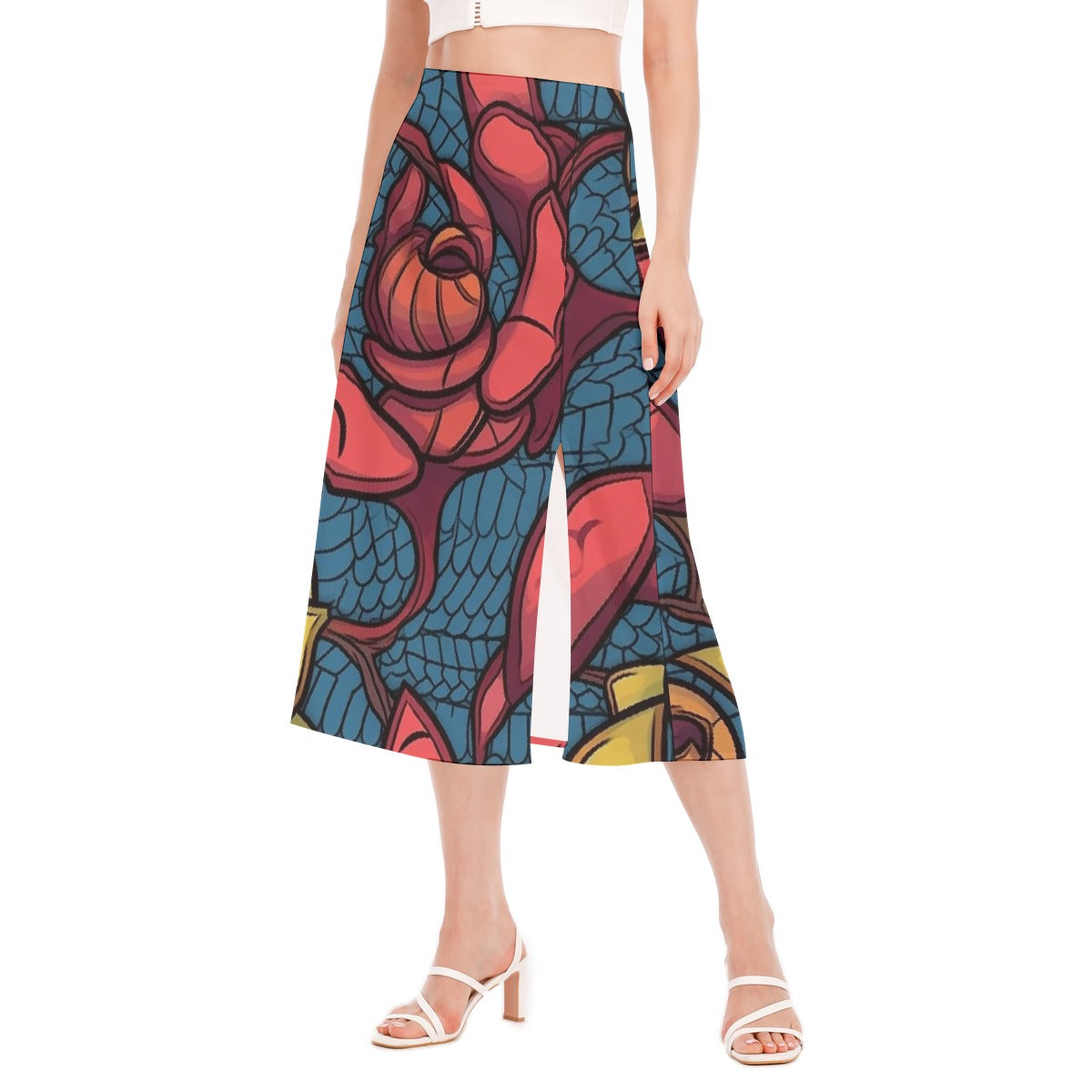All-Over Print Women's High Slit Long Skirt