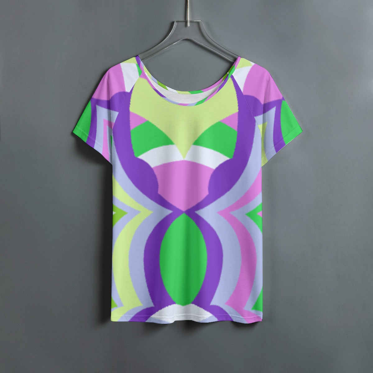 All-Over Print Women's Round Neck T-shirt With Raglan Sleeve