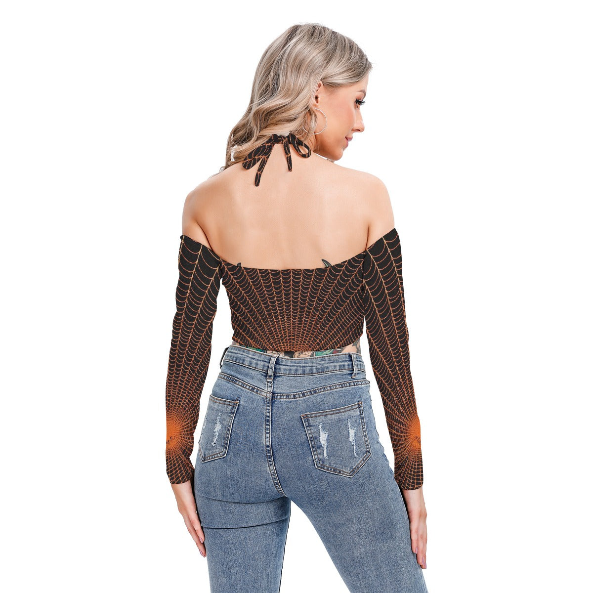 All-Over Print Women's Halter Lace-up Top