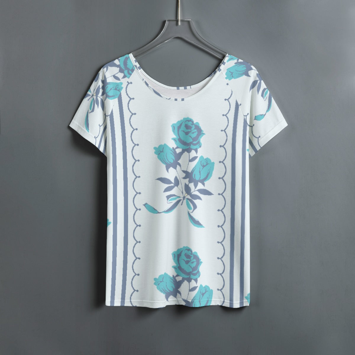 All-Over Print Women's Round Neck T-shirt With Raglan Sleeve