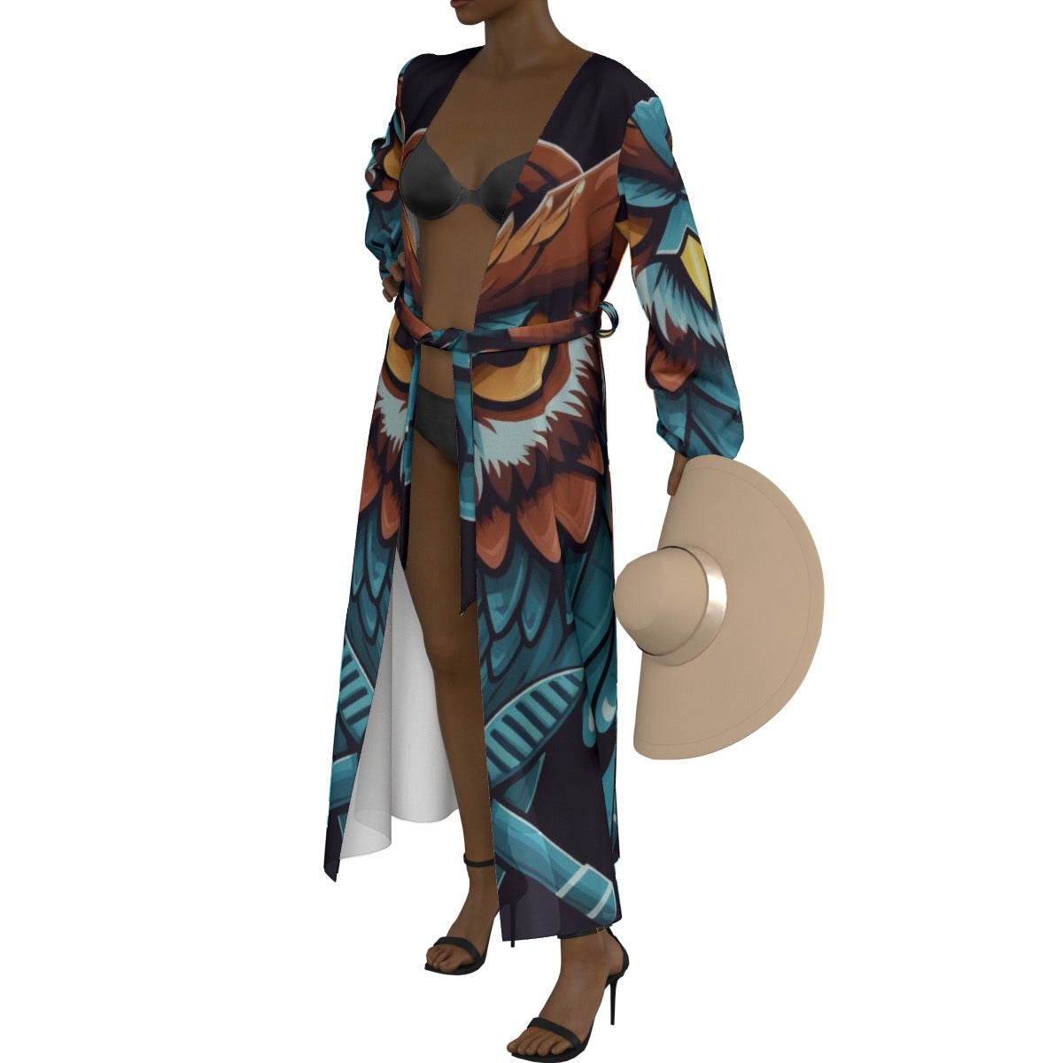 All-Over Print Women's Lace-up Chiffon Robe