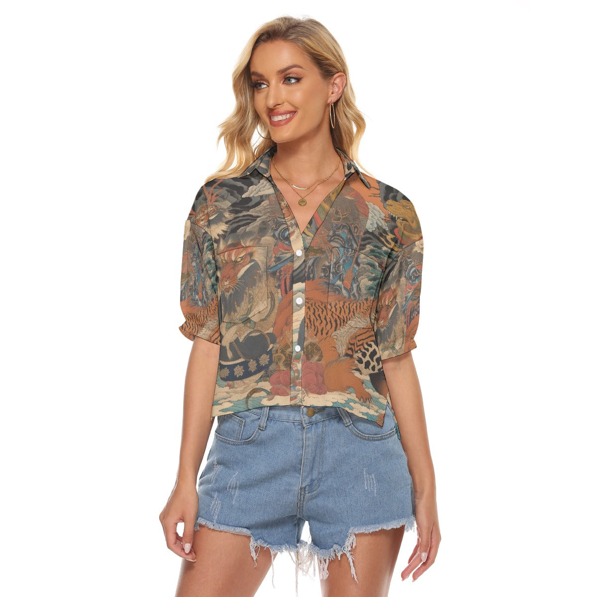 All-Over Print Women's V-neck Shirts