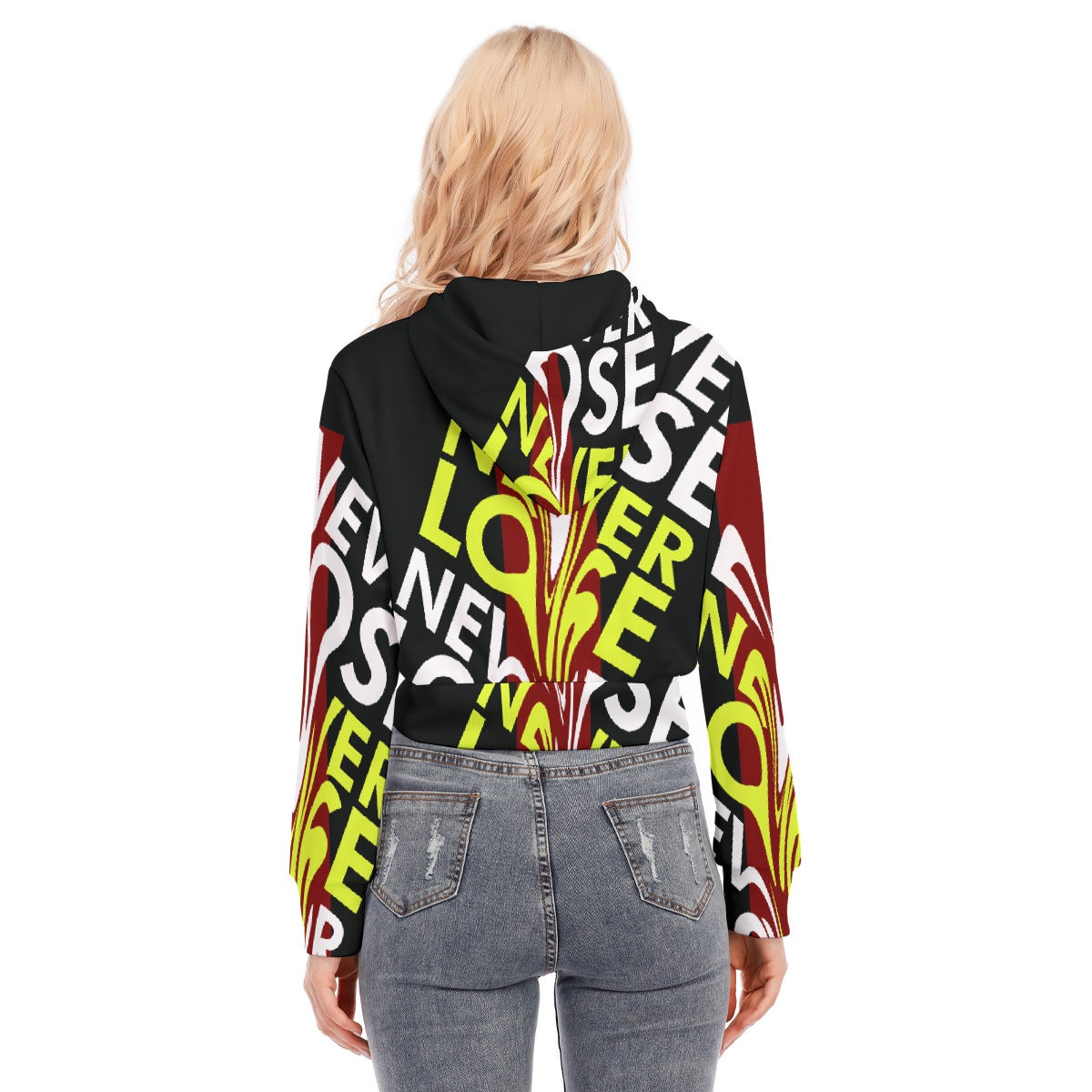 All-Over Print Women's Crop Top Hoodie With Zipper Closure