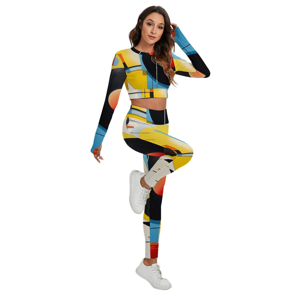 All-Over Print Women's Sport Set With Backless Top And Leggings