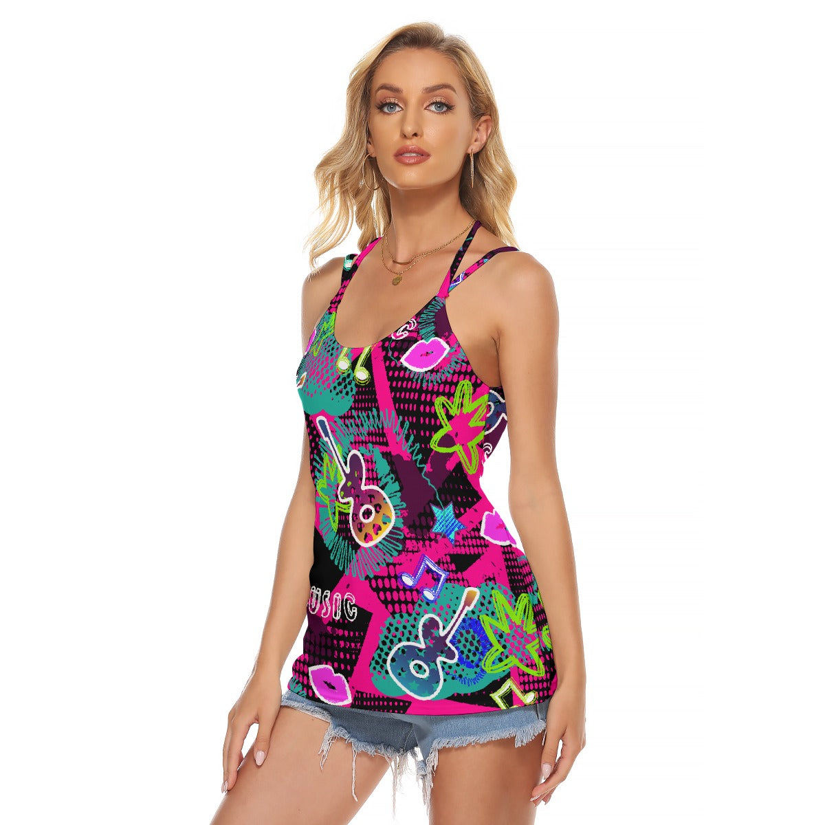 All-Over Print Women's Halter Top With Backless