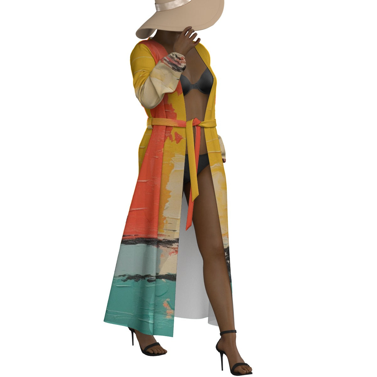 All-Over Print Women's Lace-up Chiffon Robe