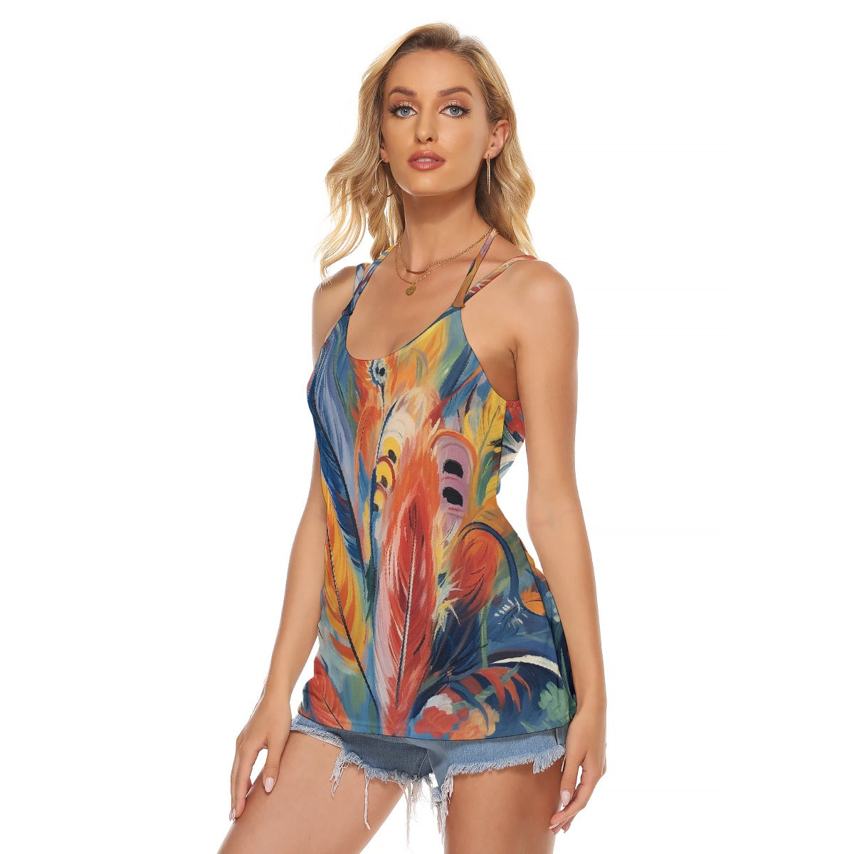 All-Over Print Women's Halter Top With Backless