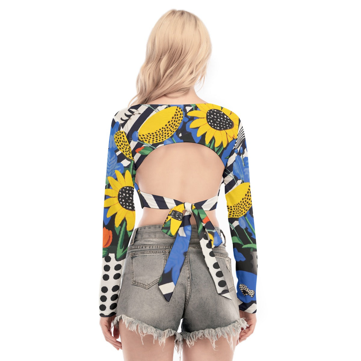 All-Over Print Women's Back Hollow T-shirt With Strap