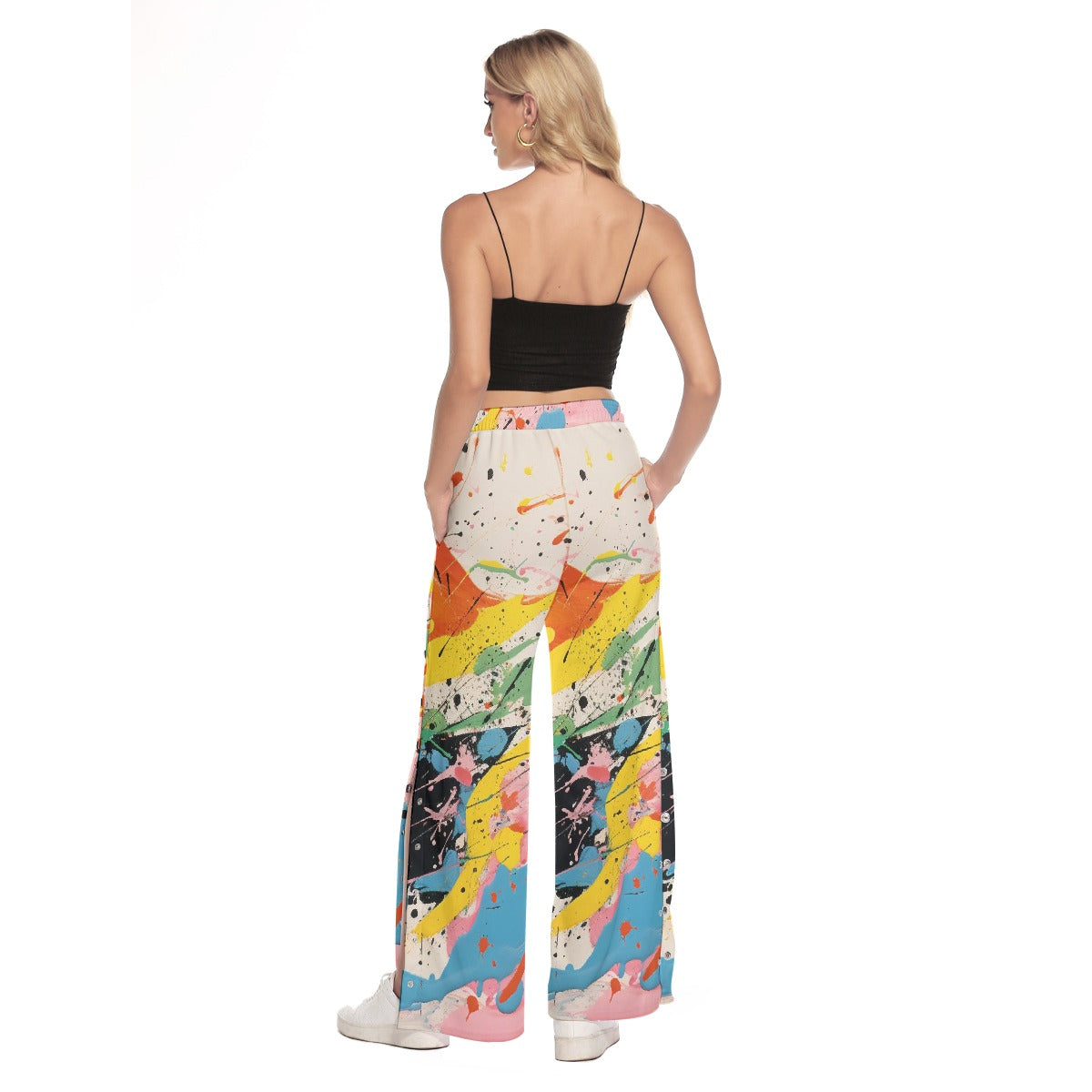 All-Over Print Women's Side Slit Snap Button Trousers