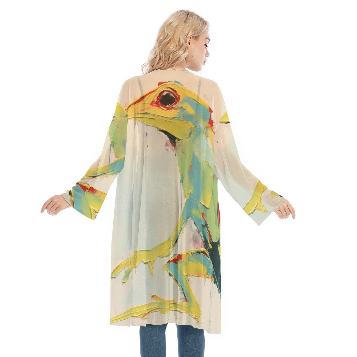 All- Over Print Women's Long Sleeve Mesh Cardigan