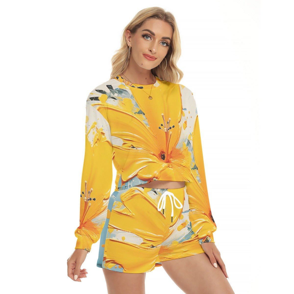 All-Over Print Women's Short Sweatshirt And Pants Suit