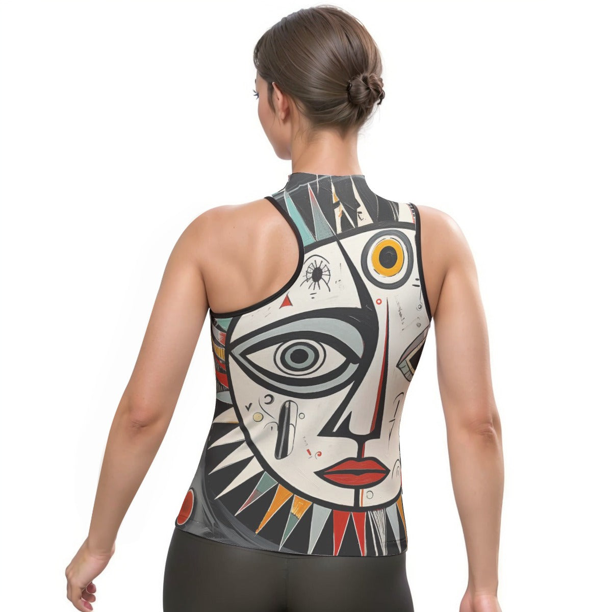 All-Over Print Women's Halter Sleeveless Asymmetrical Tank Top