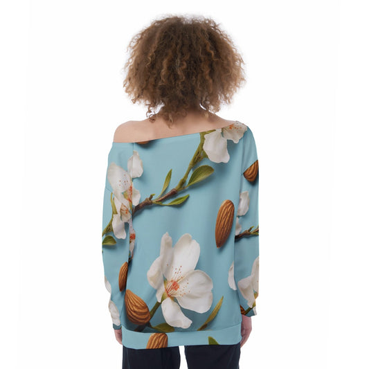 All-Over Print Oversized Women's Off-Shoulder Sweatshirt