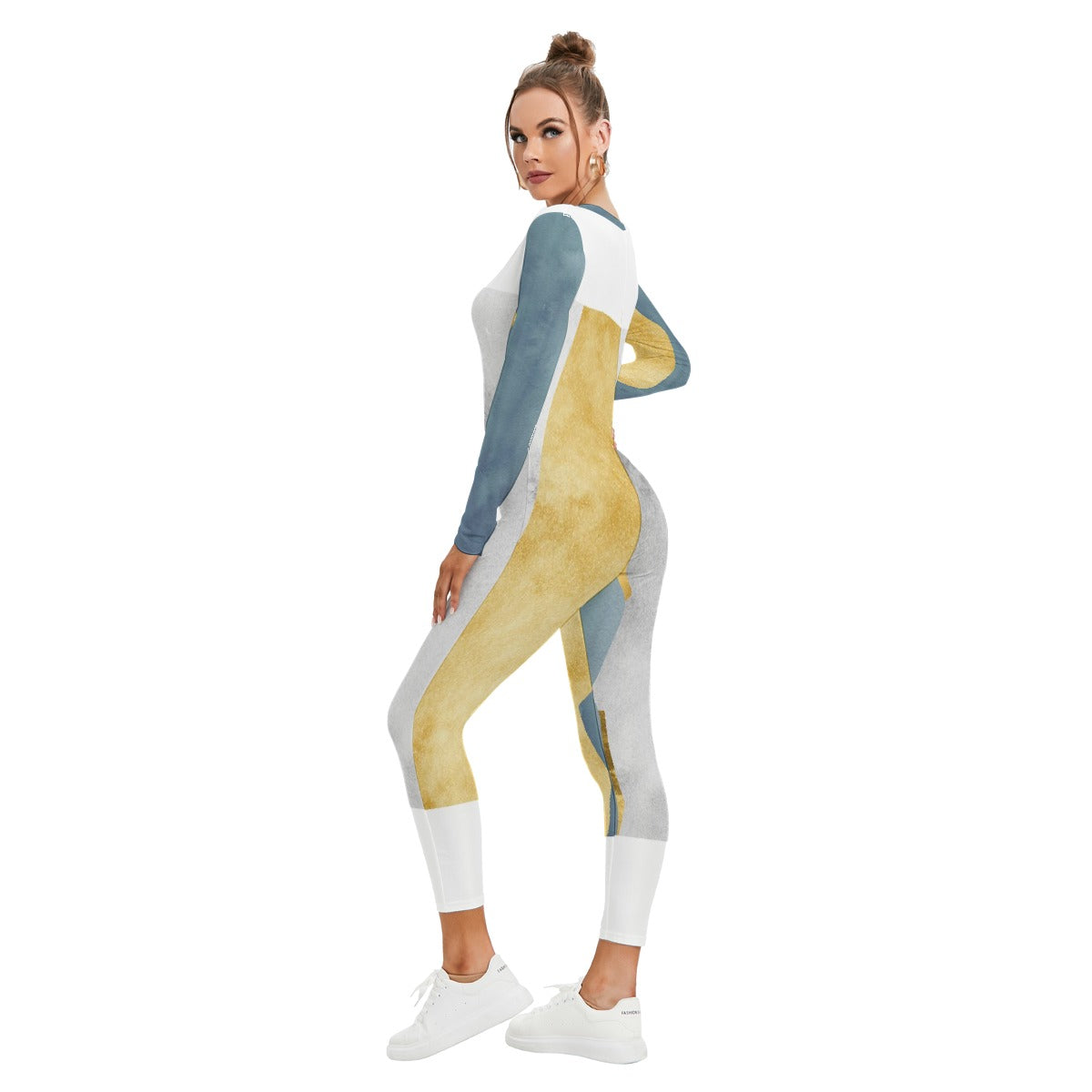 All-Over Print Women's Plunging Neck Jumpsuit