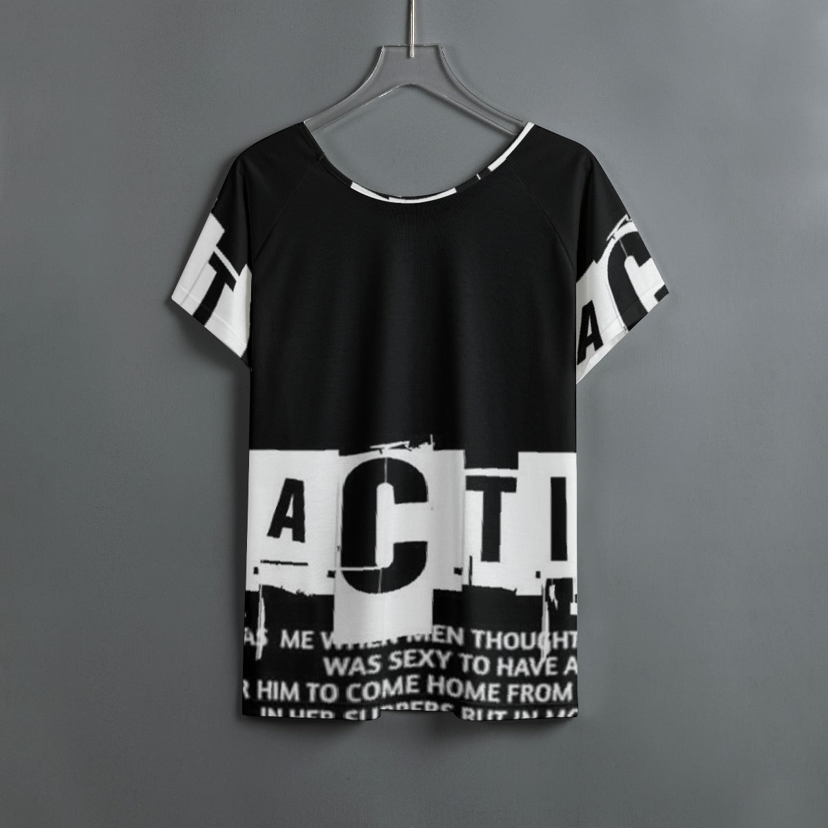 All-Over Print Women's Round Neck T-shirt With Raglan Sleeve