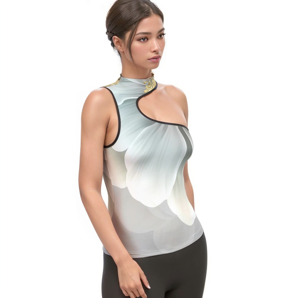 All-Over Print Women's Halter Sleeveless Asymmetrical Tank Top