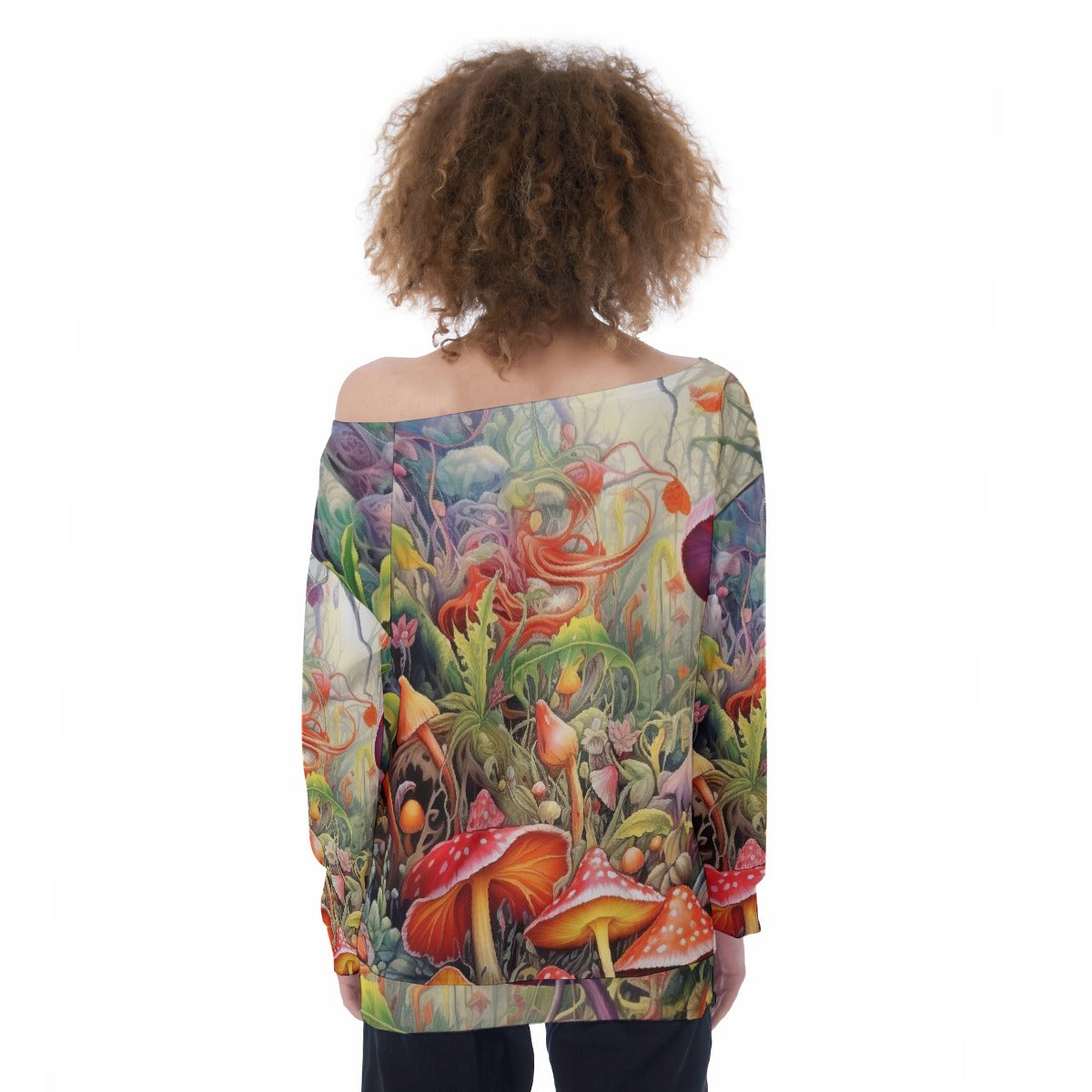 All-Over Print Oversized Women's Off-Shoulder Sweatshirt