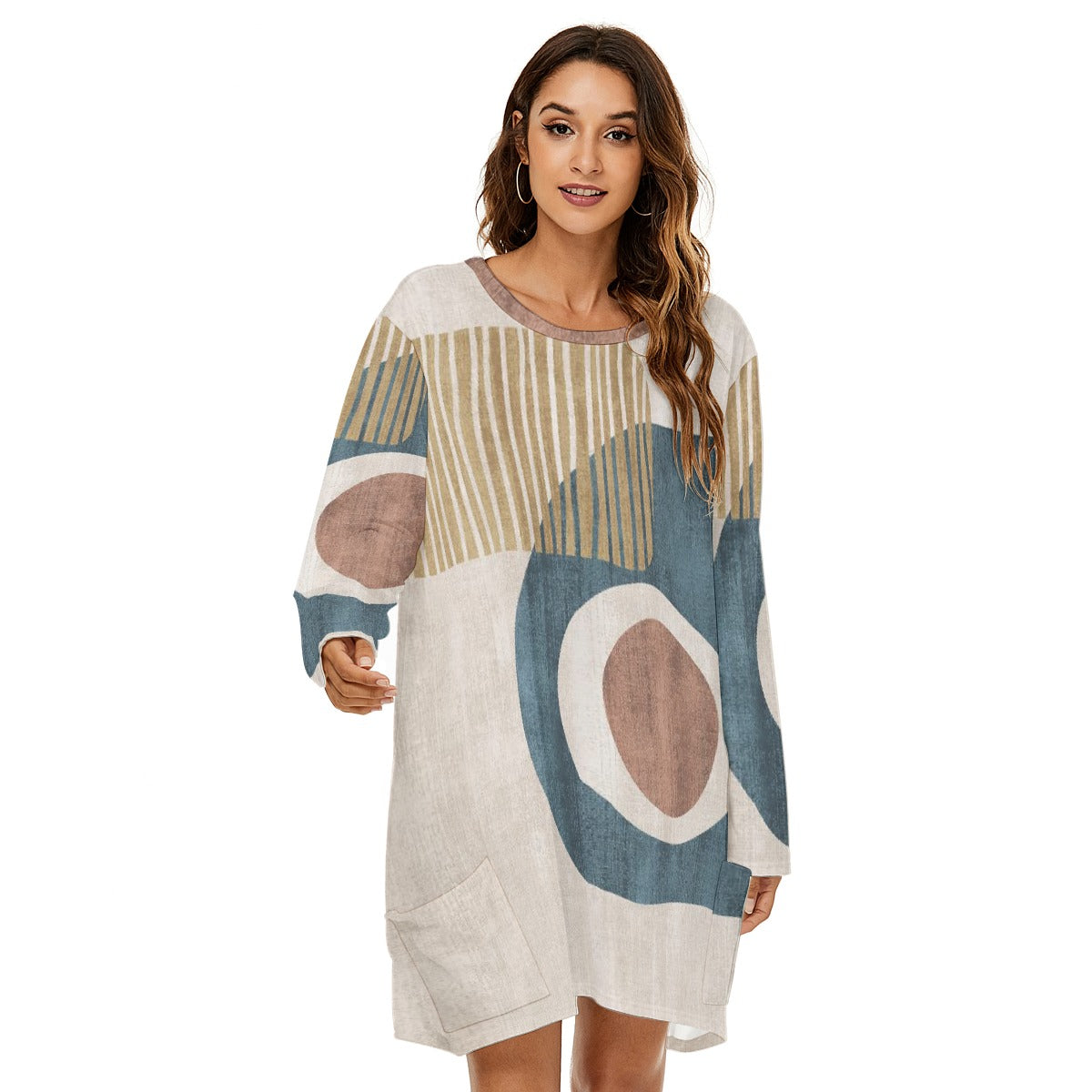 All-Over Print  Women's Loose Crew Neck Dress