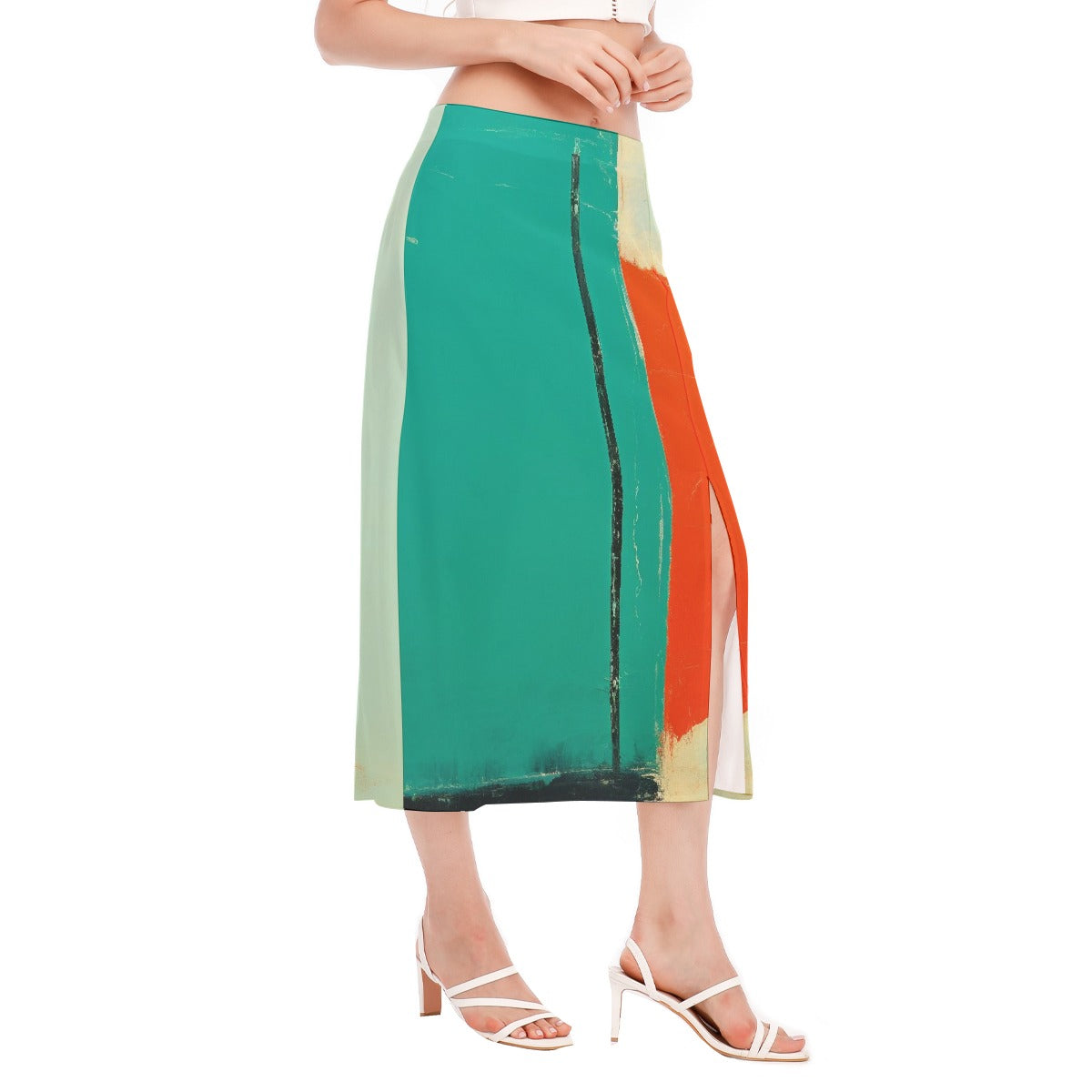 All-Over Print Women's High Slit Long Skirt