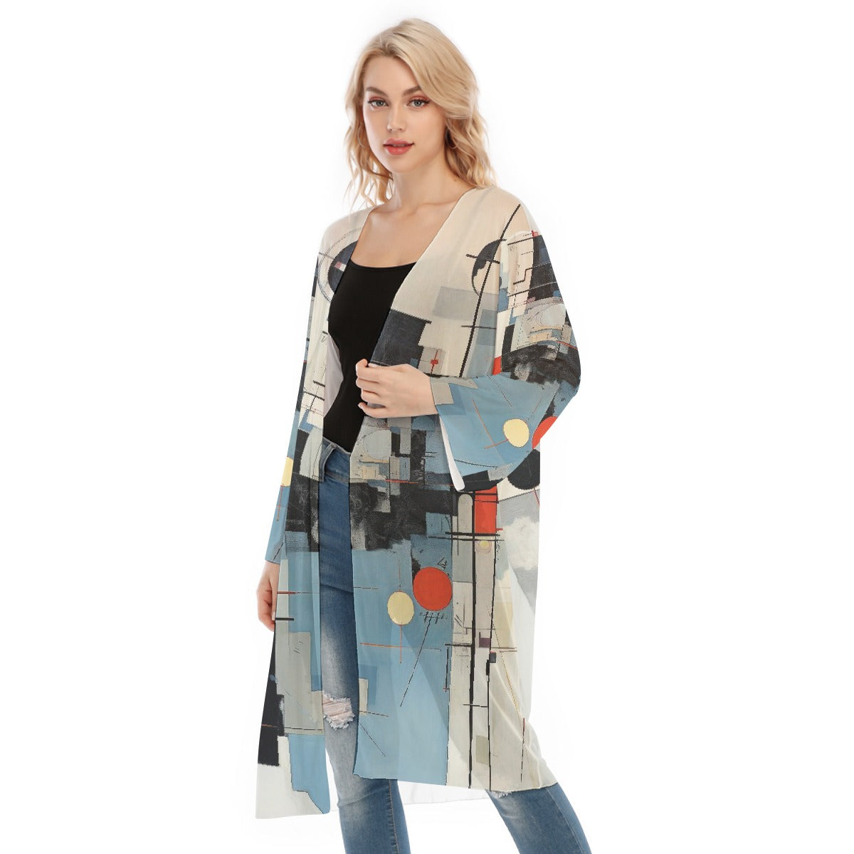 All- Over Print Women's Long Sleeve Mesh Cardigan