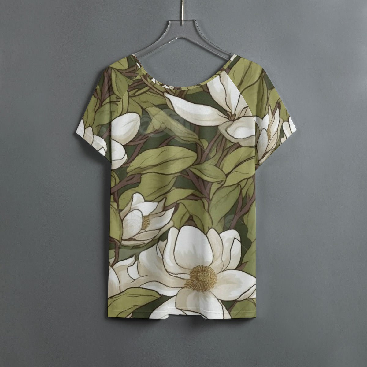 All-Over Print Women's Round Neck T-shirt With Raglan Sleeve