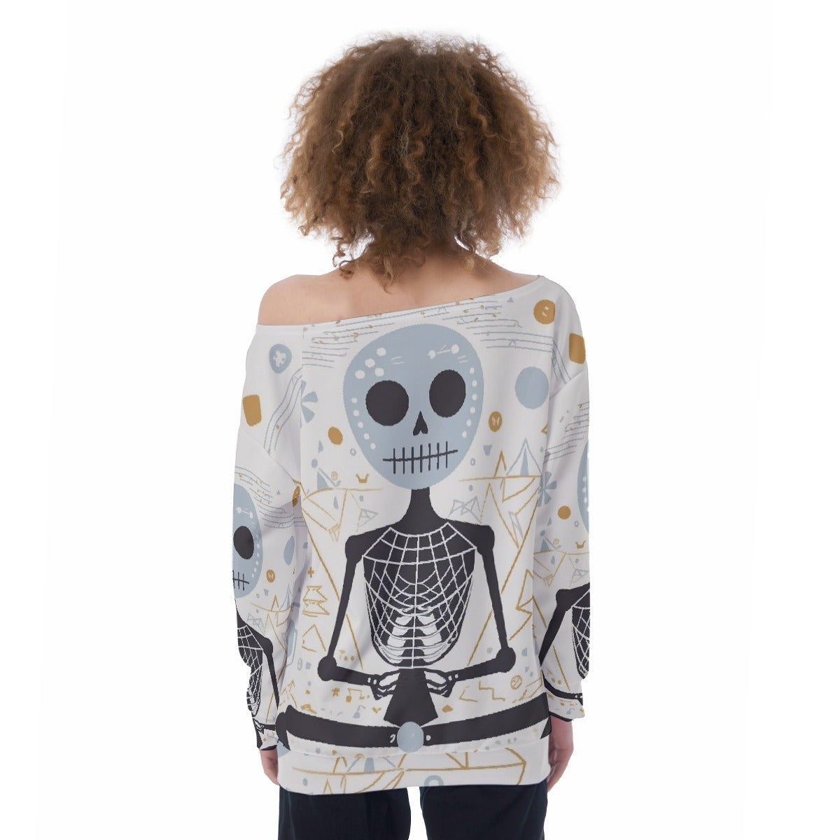 All-Over Print Oversized Women's Off-Shoulder Sweatshirt